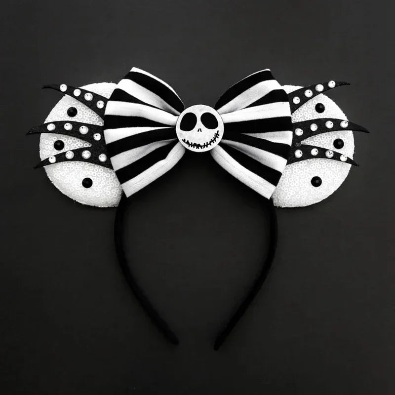 Disney Halloween Ear Headbands For Adults Kids Cosplay Bat Skeleton Maleficent Hairband Girls Ghost Women Party Hair Accessories