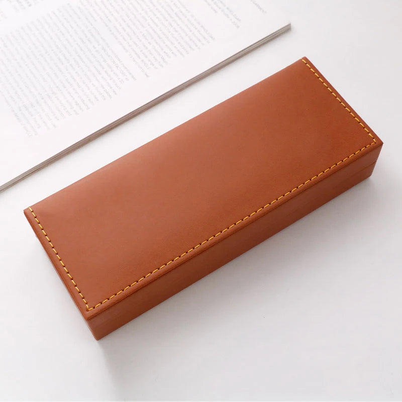 Luxury Fountain Pen Box Gifts PU Leather Business Office Pen Holder for Metal Ballpoint Pencil Case Writing Stationery Supplies