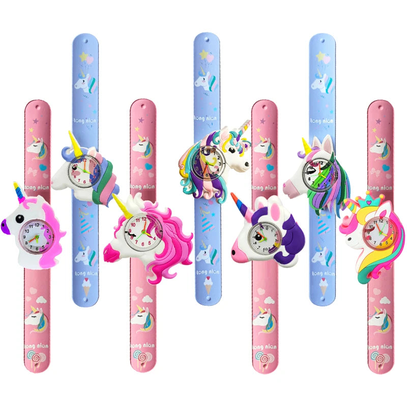 Cartoon Printed Strap Children's Watch Colorful Silicone Baby Birthday Gift Kids Study Time Toy Girls Boys Watch Clock Bracelet