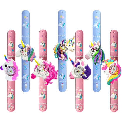 Cartoon Printed Strap Children's Watch Colorful Silicone Baby Birthday Gift Kids Study Time Toy Girls Boys Watch Clock Bracelet