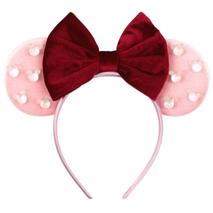 New Trendy Mouse Ears Headband 3.3"Velvet For Girls Soft Bow Hairband Halloween Festival Party Trip DIY Hair Accessories Gifts