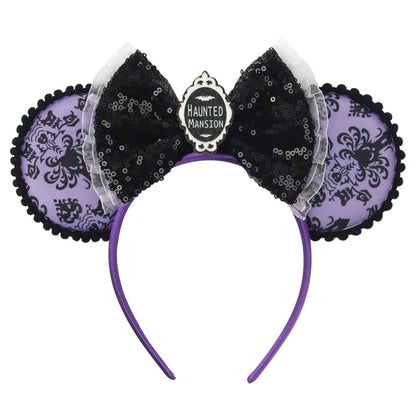 2026Latest Mickey Minnie Ear Headband Sequin Bows For Girl Adult Kids Halloween Party Cosplay Hair Accessories Princess Hairband