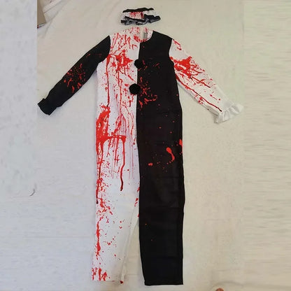 Men Halloween Costumes Art The Clown Cosplay Costume Movie Terrifierr 2 Bloody Jumpsuit Male Jumpsuit Horror Outfits