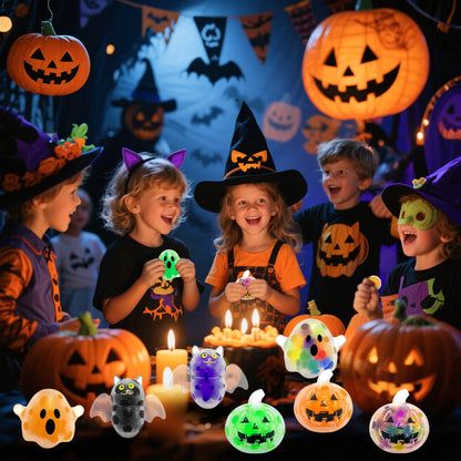 3/6/12pcs Halloween Squeeze Balls Pumpkin Ghost Bat Stress Relief Fidget Toy Kids Trick or Treat Party Favor Goodie Bag Stuffer