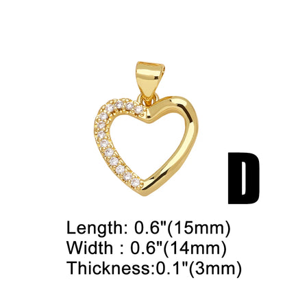 OCESRIO White Crystal Heart Boy Girl Pendant for Necklaces Copper Gold Plated LOVE Heart Jewelry Making Supplies pdtb609