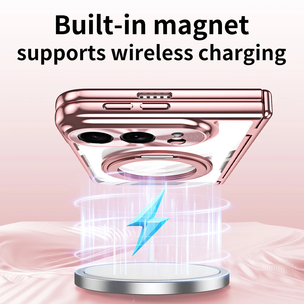 360 Rotating Magnetic Bracket Electroplating‌ Case for iPhone Ultra 18 Fold Wide Hinge Protection‌ Shockproof for Magsafe Cover