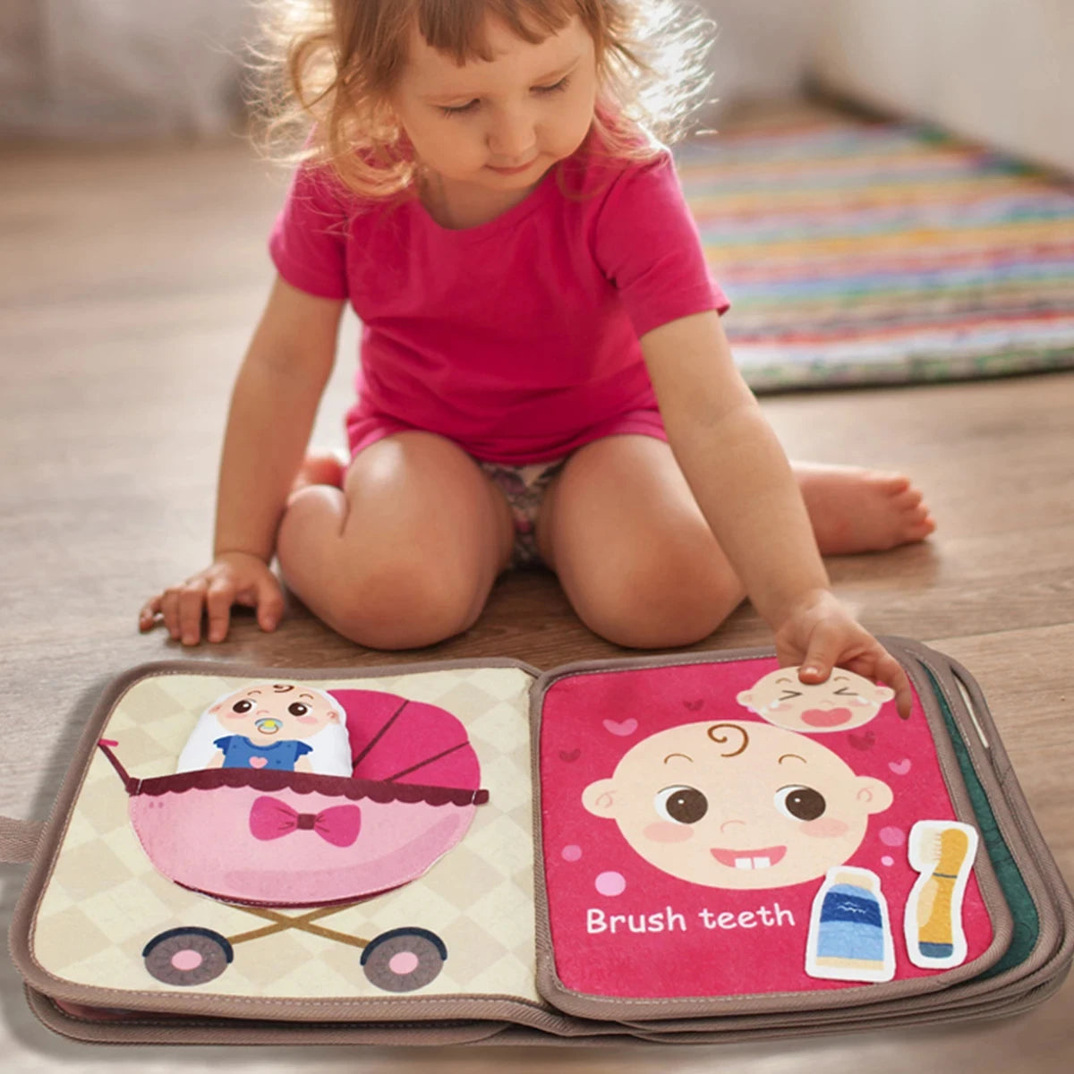 1pcs Montessori Busy Book Baby Early Education Book，Puzzle Toy, Animal Cognitive Fabric Book, Repeated Paste Book & Sensory toys