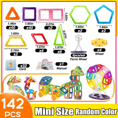 64-184Pcs Kids Magnetic Building Blocks Mini Size Magnet Toys for Boys Construction Set STEM Toy for Children Girls