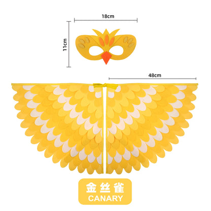 Animal Bird Wings+Mask Suit Stage Performance Peacock Owl Parrot Bird Felt Cape Halloween Bird Funny Party Cosplay Cloak
