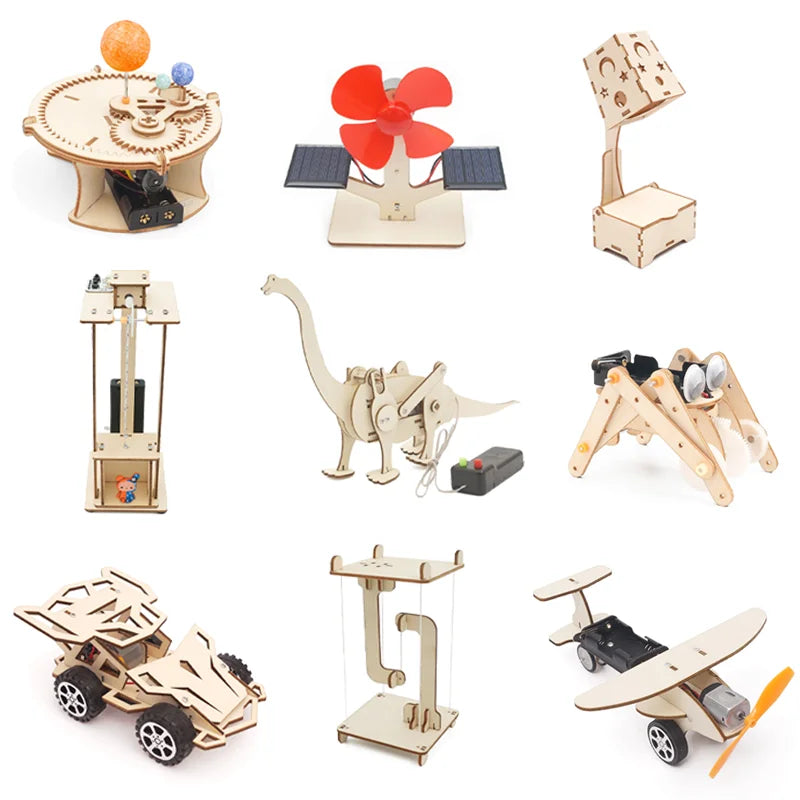 DIY Science Kit Educational STEM Kits Car Dinosaur Model Technologia Experimental Tool Wood Puzzle Games School Supply