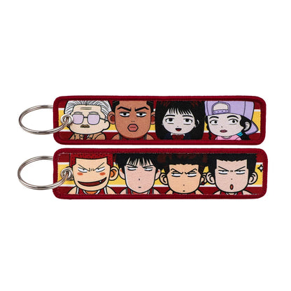 Popular Anime Character Embroidery Keychain Cool Cartoon Key Tag Motorcycles Cars Backpack Chaveiro Fashion Keyring Friend Gifts