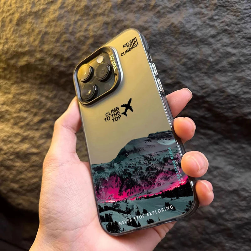 Mountain Peak Aircraft Phone Case for IPhone 18 17 16 14 15 11 12 13 Pro Max 15 16 Plus Air 18promax Shockproof Sunset IMD Cover