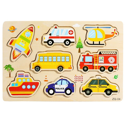 Baby Wooden Puzzles Montessori Toys 1 2 3 Years Toddler Toys Hand Grab Board Alphabet Number Cognition Learning Educational Toys