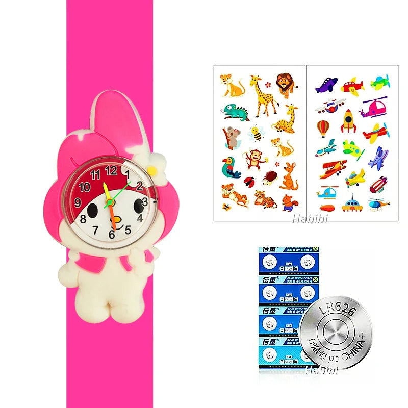 Boys Girls Watches Baby Kindergarten Party Gift Children Study time Toy Wristwatches Slap Bracelet Clock Cartoon Kids Watches