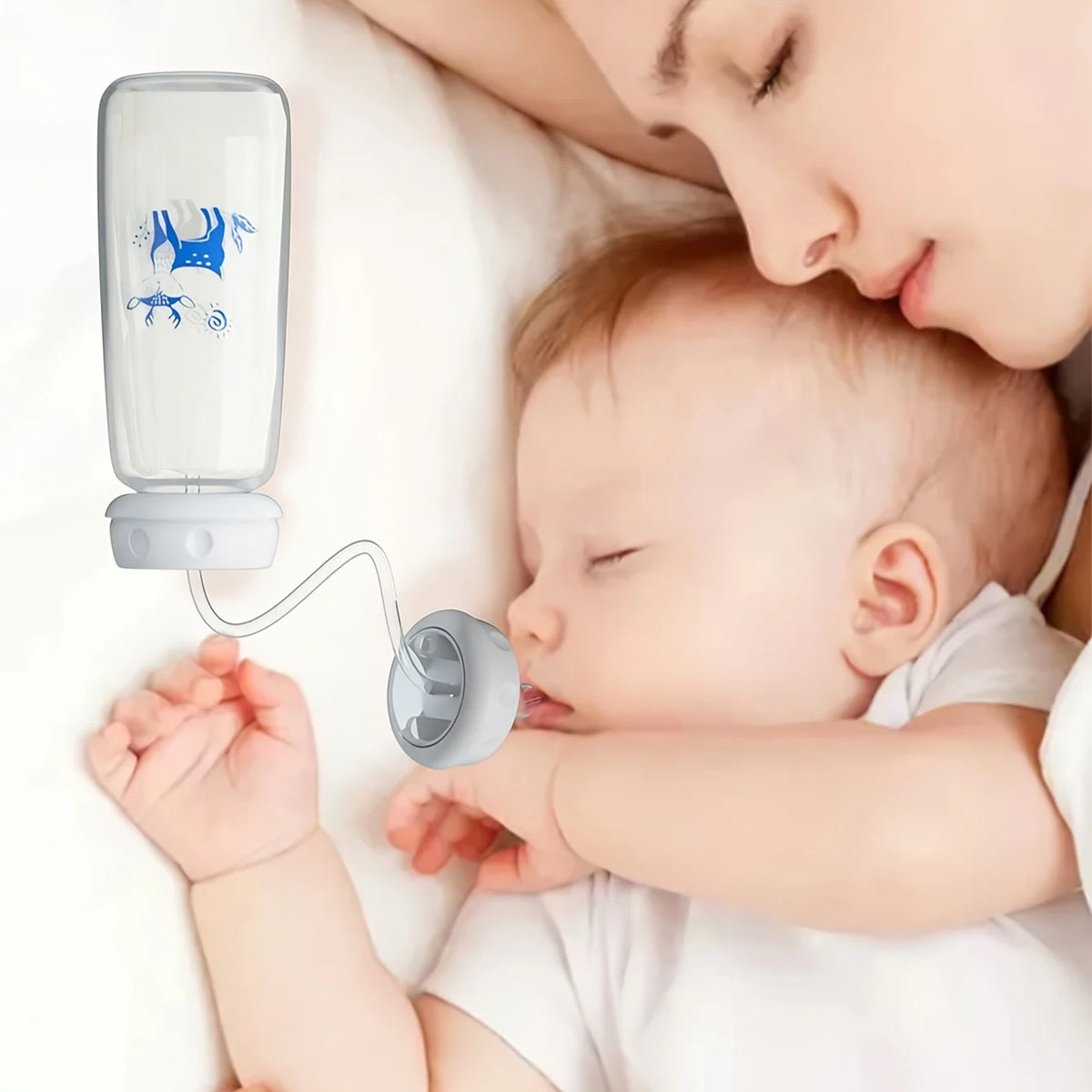8oz/240ml Normal-Neck Baby Bottle with Straw Brush,Hands-Free PP Feeding Bottle Set-Makes Feeding Easy