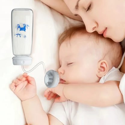 8oz/240ml Normal-Neck Baby Bottle with Straw Brush,Hands-Free PP Feeding Bottle Set-Makes Feeding Easy