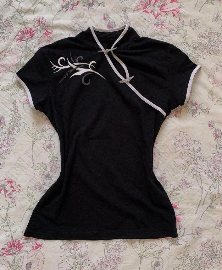 Classic Y2K Slim Personality Woman's Clothing Gothic Shirts Elegant Artsy Aesthetic Minimalist Short Sleeve Daily Female Tops