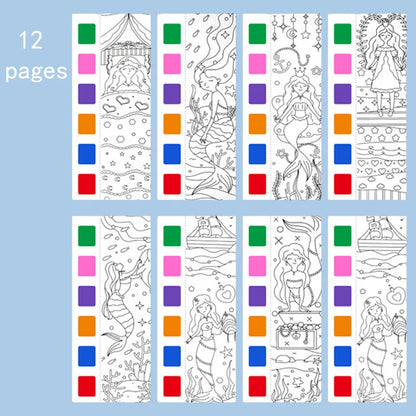 12pages Children's Watercolor Coloring Book,Drawing Toys For Thanksgiving, Easter, Christmas Gifts, With Built-in Watercolor Pen
