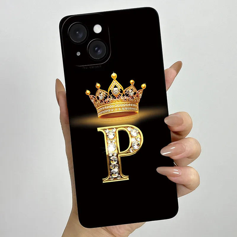 For Apple iPhone 15 Plus Case iPhone15 Pro Crown Letter Cover Soft Liquid Phone Case For iPhone 15 Pro Max iPhone15 Fundas Coque