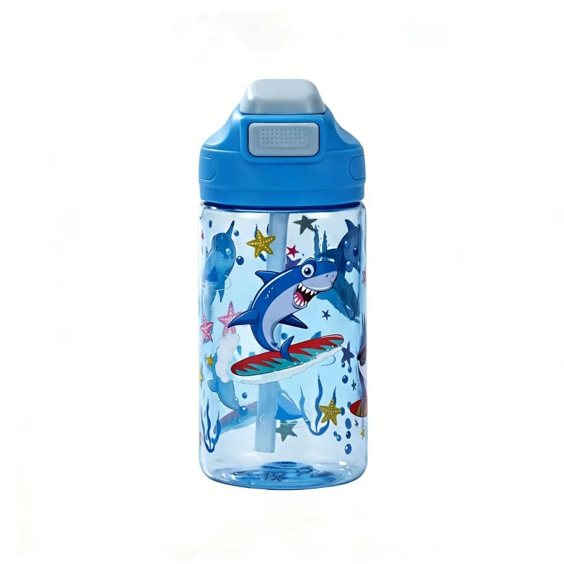 410ml Dinosaur Water Bottle For Kids Water Sippy Cup With Silicone Straw Leakproof Plastic Water Bottles Summer Kids Water Cup