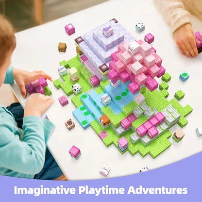 Magnetic Building Blocks Mine World Magnet Pink Girly Heart Blossom Cave Plant Zombies Cubes Set Brick Cube Toys Children Gifts