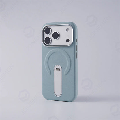 Magnetic Retro Leather Stand Holder Case For IPhone 17 16 15 14 13 18 Pro Max Wireless Charge Shockproof Armor Cover For Magsafe