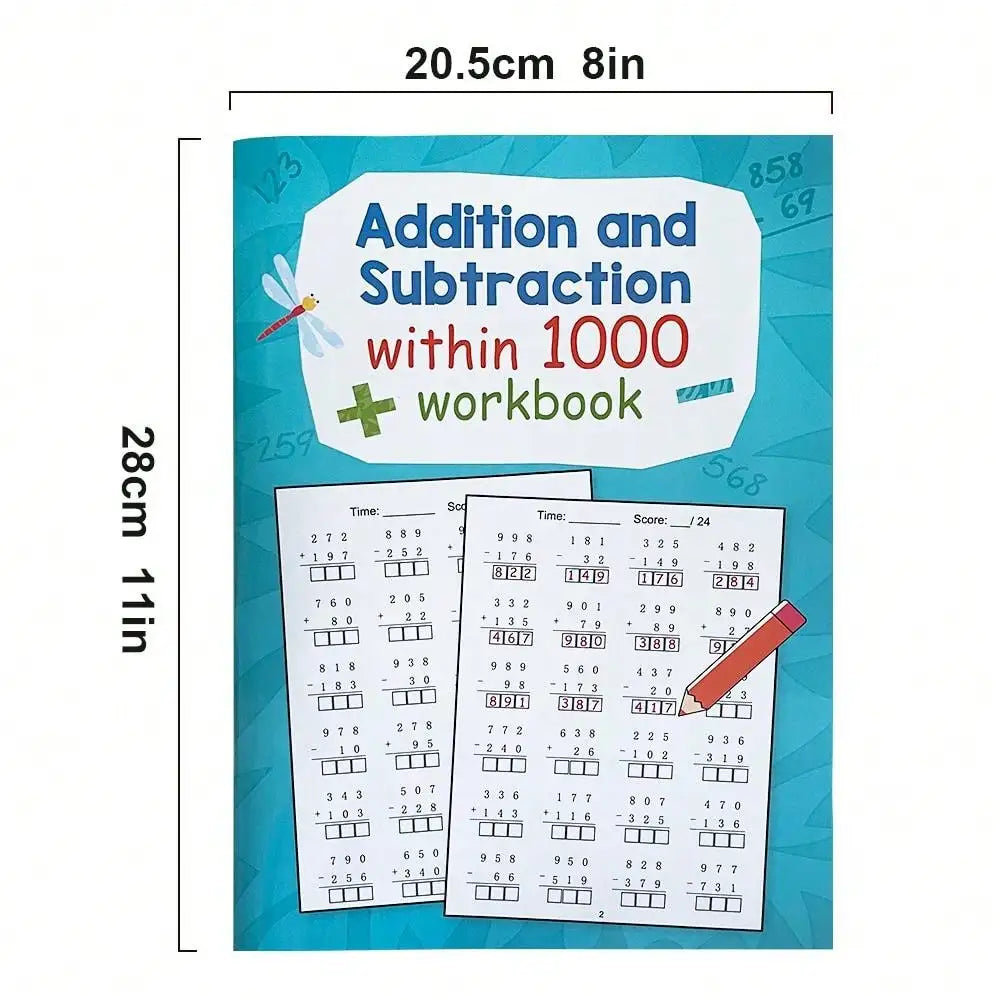 Addition and Subtraction Within 1000 Maths Workbook Primary School Training Book Arithmetic Competition Teaching Aids