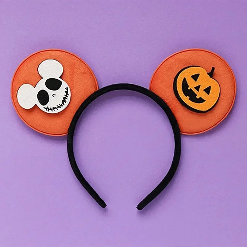 Disney leather Bat Bows Mickey Mouse Ear Headband for Adults Halloween Headwear Women Girls Cosplay Ghost Party Hair Accessories