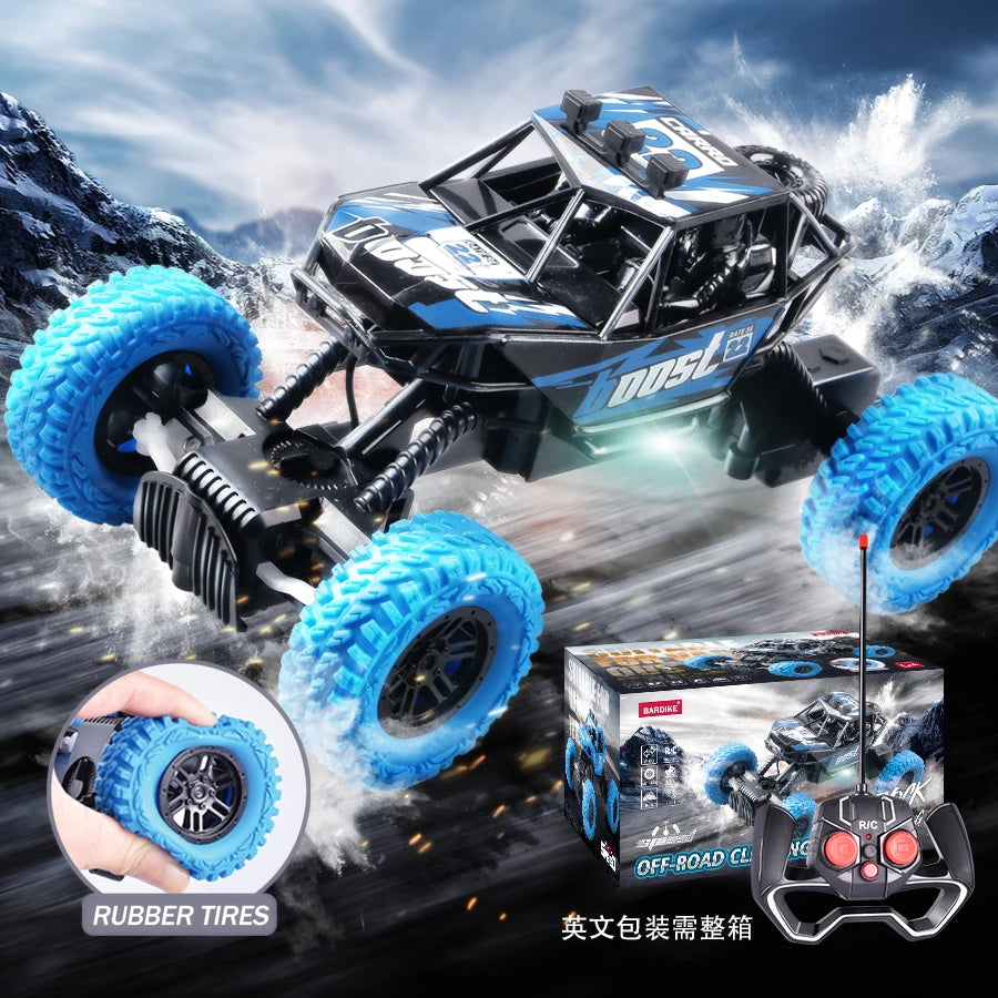 Remote Control Car with Colorful Flashing Lights, Rubber Wheels, Off-Road Toy Car Suitable for Children's Gifts