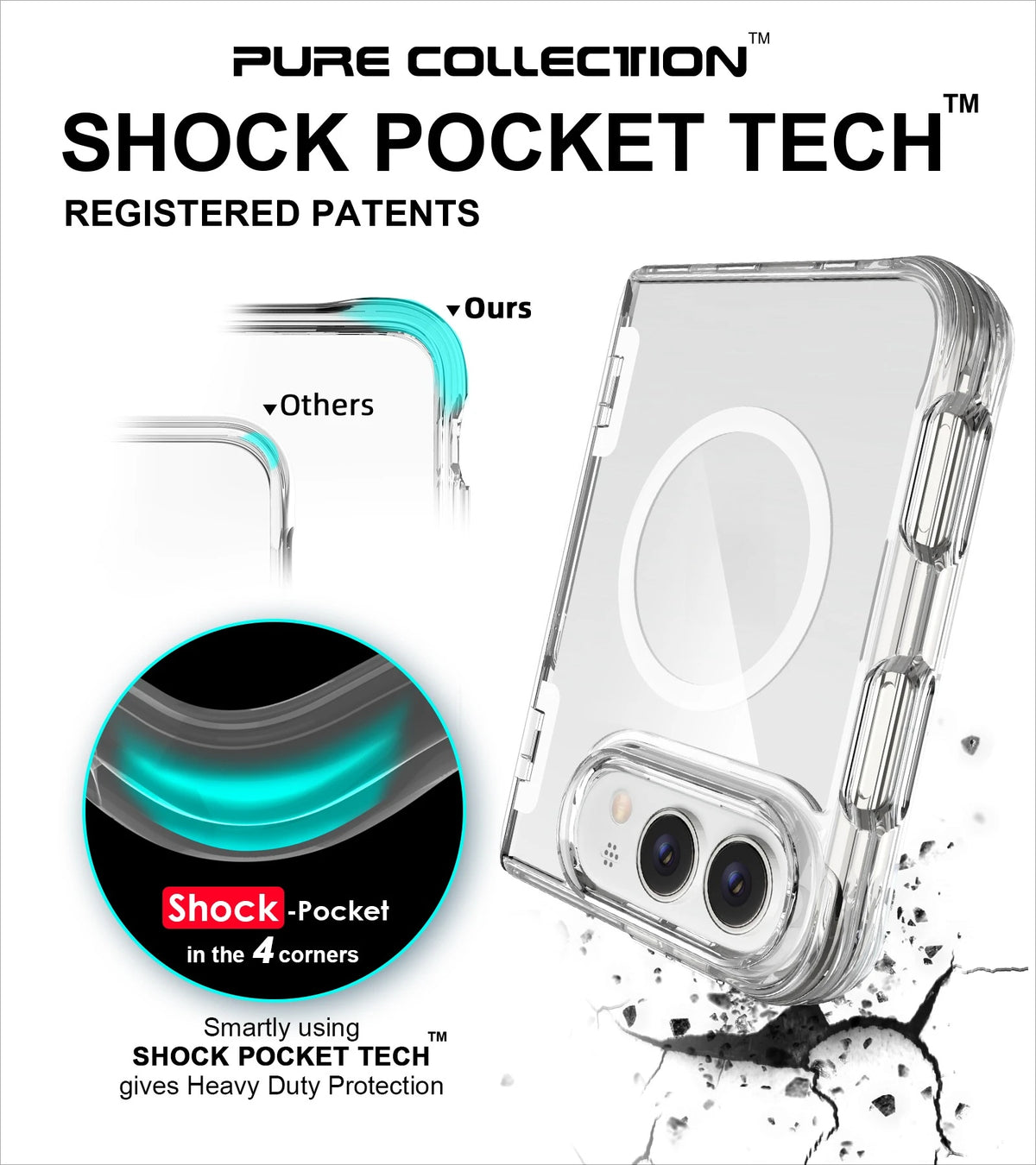 Magnetic Anti-Drop Transparent Phone Case for iPhone Ultra 18 Fold Wide Hinge Protection‌ For Magsafe Shockproof Slim fit Cover