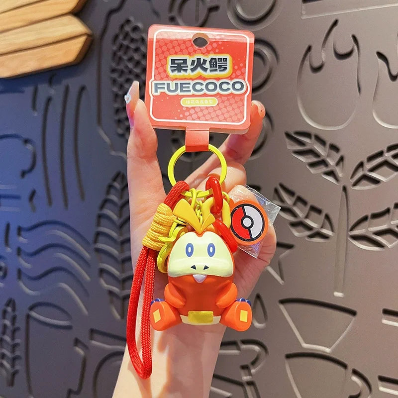 Genuine Pokemon Keychain Pikachu Gengar Sylveon Sprigatito Quaxly Fuecoco Anime Action Figure Toy Keyring Fragrance Pendant Gift