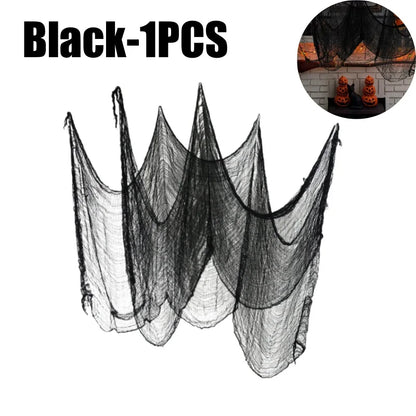 Spooky Halloween Fabric Decor -  Terror Gauze for Outdoor Scenes, Haunted Porch & Window Dressings