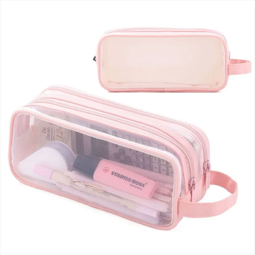 Purple Transparent Pencil Case, Large-capacity Simple Stationery Bag, Cute Cosmetic Bag, Student Study Supplies, Office Supplies