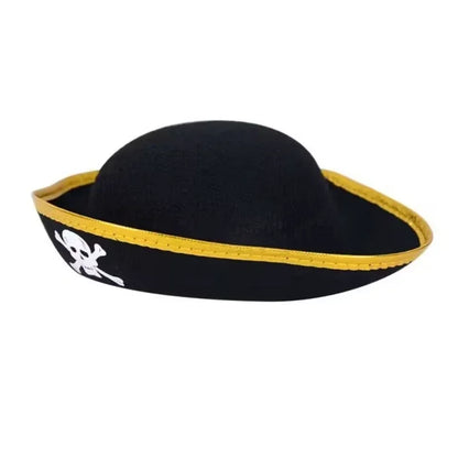 Pirate Hats Halloween Props Cosplay Dance Parties Children/adults Caribbean Pirate Clothing Hats with Gold and Silver Edges