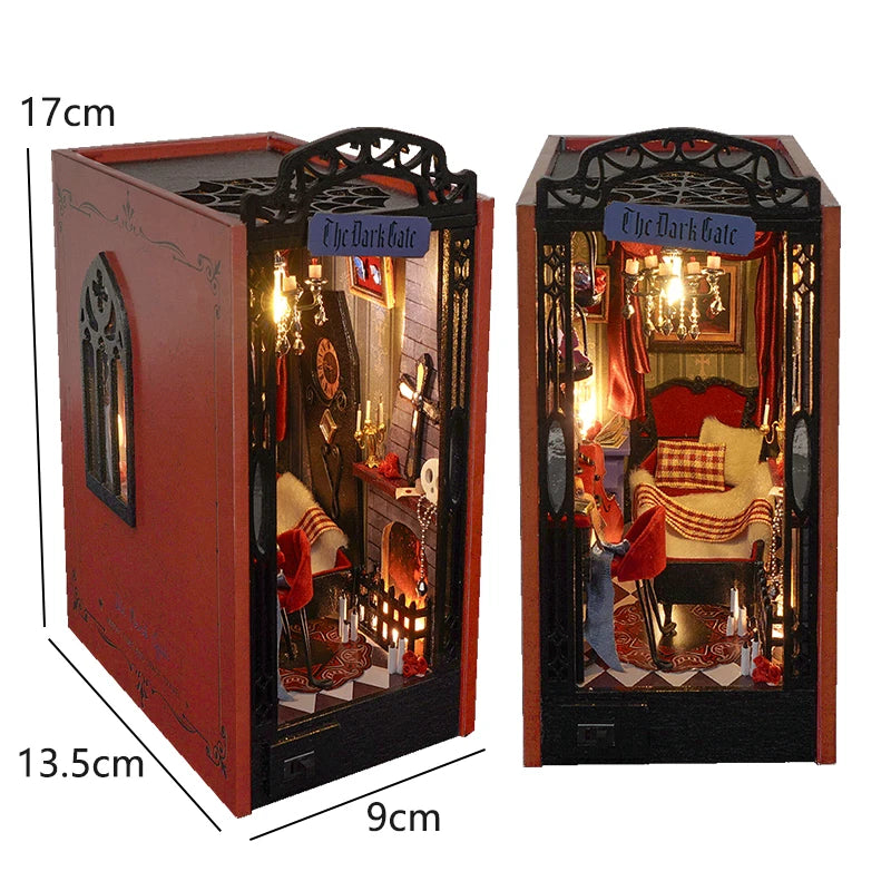 DIY Book Nook Kit Miniature Doll House With Furniture 3D Puzzle Model Building Wooden Bookshelf Bookend Toy Adults Birthday Gift