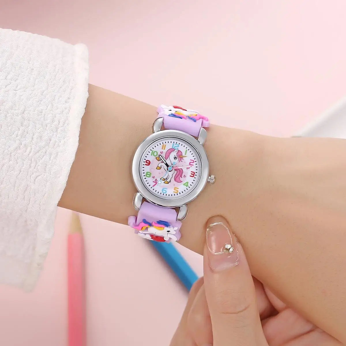 New Fashion Colorful Cartoon Unicorn Student and Children's Watch Quartz Watch Electronic Watch