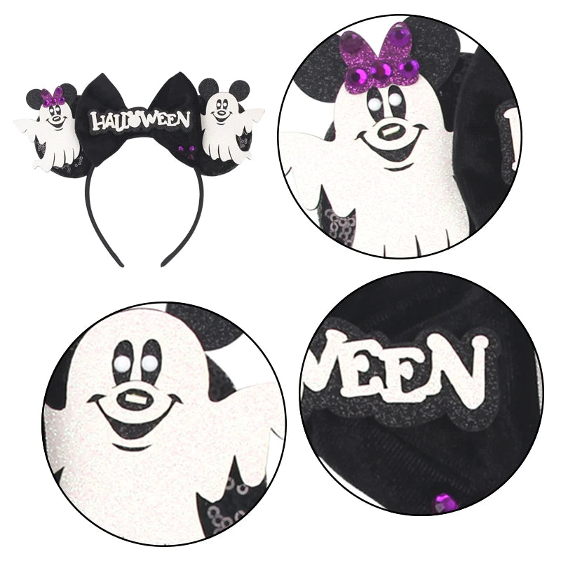 2026Latest Mickey Minnie Ear Headband Sequin Bows For Girl Adult Kids Halloween Party Cosplay Hair Accessories Princess Hairband