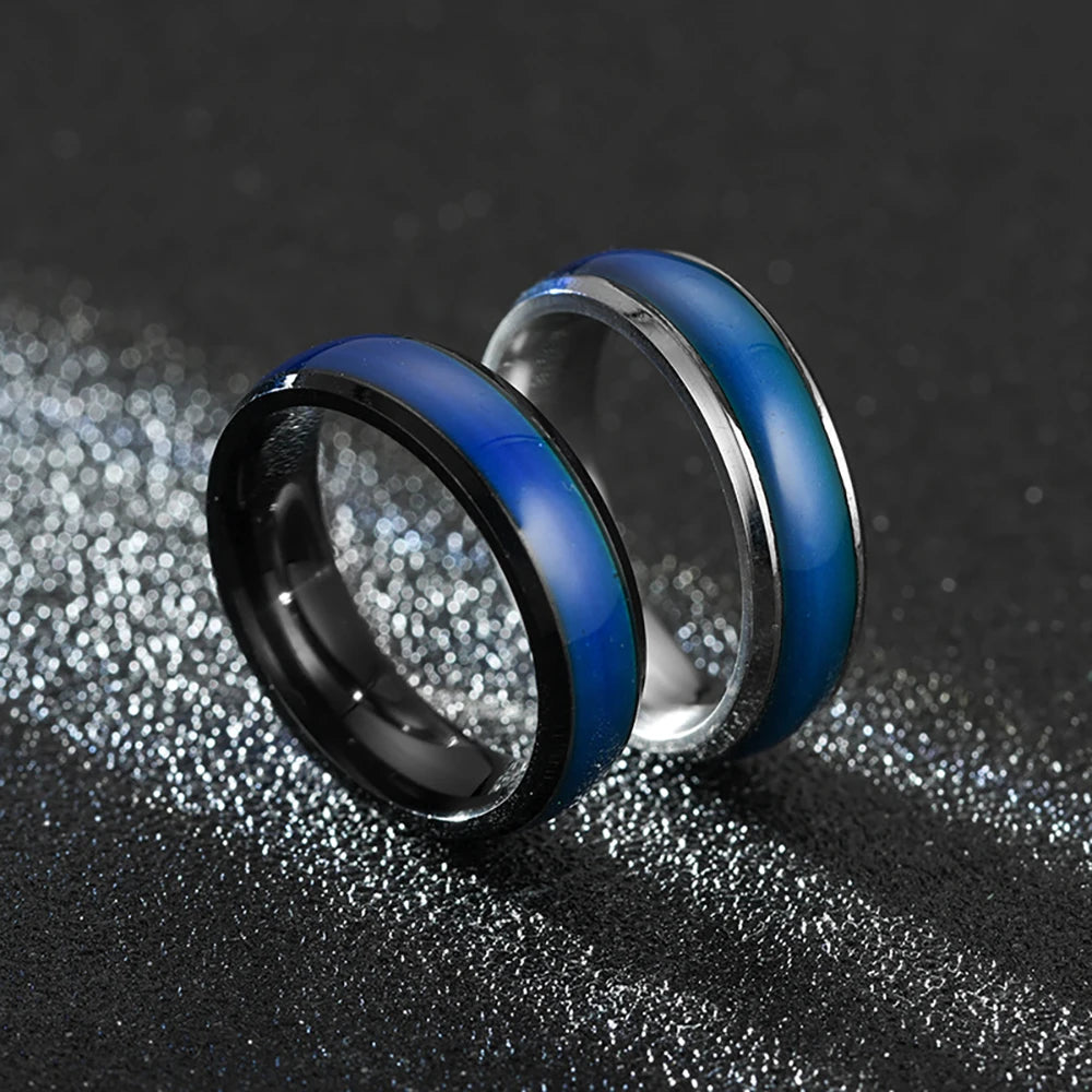 6MM Changing Color Stainless Steel Rings For Women Mood Emotion Feeling Temperature Ring Men Couples Fashion Jewelry Gift