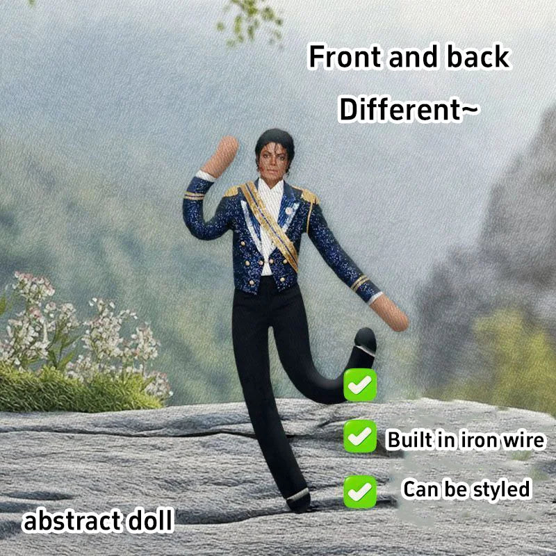 Michael Jackson Plush Doll With Wire Frame Poseable Figure Movable Joints Abstract Toy Fan Collectible Gift Home Decor