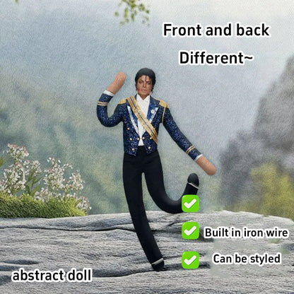 Michael Jackson Plush Doll With Wire Frame Poseable Figure Movable Joints Abstract Toy Fan Collectible Gift Home Decor