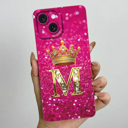 For Apple iPhone 15 Plus Case iPhone15 Pro Crown Letter Cover Soft Liquid Phone Case For iPhone 15 Pro Max iPhone15 Fundas Coque
