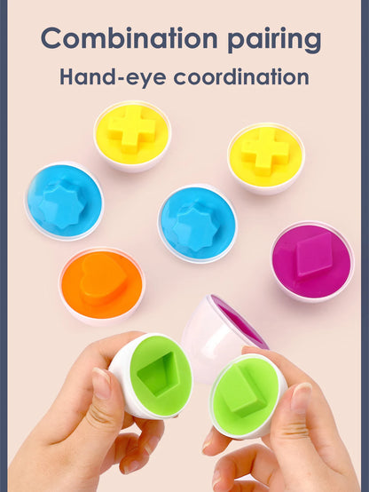 6Pcs Baby Smart Eggs Montessori Educational Toys For Children Color Shape Matching Recognize Toddler Intelligent Learning