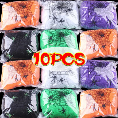 Artificial Spider Web Halloween Decoration Scary Party Scene Props White Stretchy Cobweb Horror House Home Decora Accessories