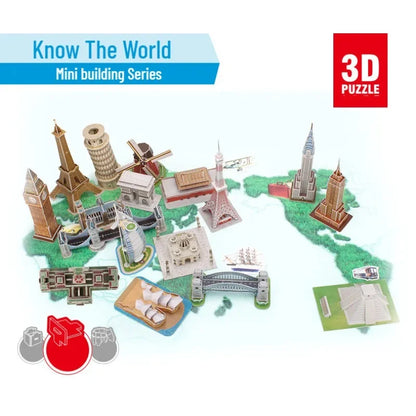 3D World-famous Architectural Puzzle Big Ben Pisa Tower White House Kindergarden Toy Children Classroom Handmade Gifts Jigsaw