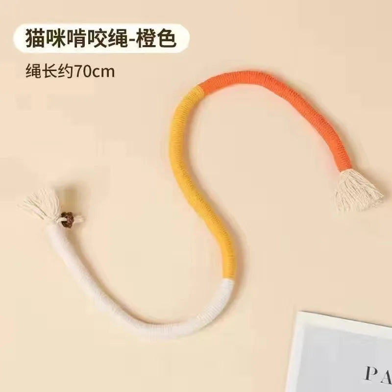 1 Piece Interactive Teeth Grinding Cotton Rope Cat Toy Play Teeth Grinding Daily Interactive Teasing Stick