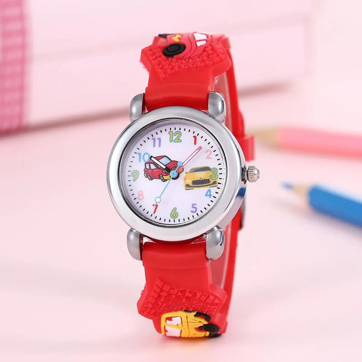 New Fashion Colorful Cartoon Car Student Children's Watch Quartz Watch Electronic Watch