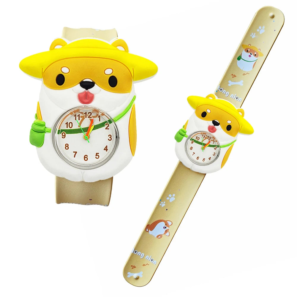 Cartoon Printed Strap Children's Watch Colorful Silicone Baby Birthday Gift Kids Study Time Toy Girls Boys Watch Clock Bracelet