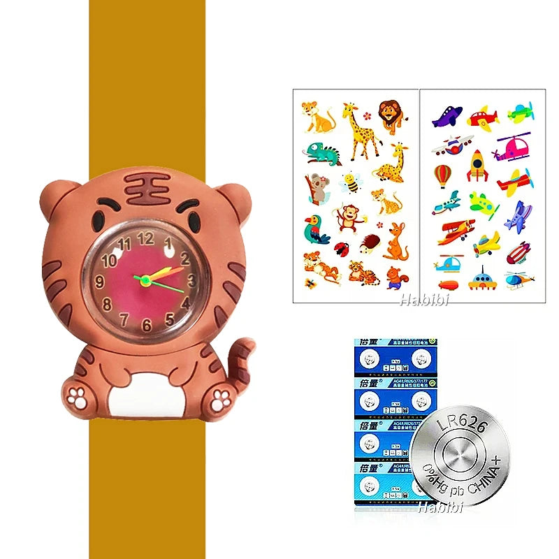 Boys Girls Watches Baby Kindergarten Party Gift Children Study Time Toy Wristwatches Slap Bracelet Clock Cartoon Kids Watches 22