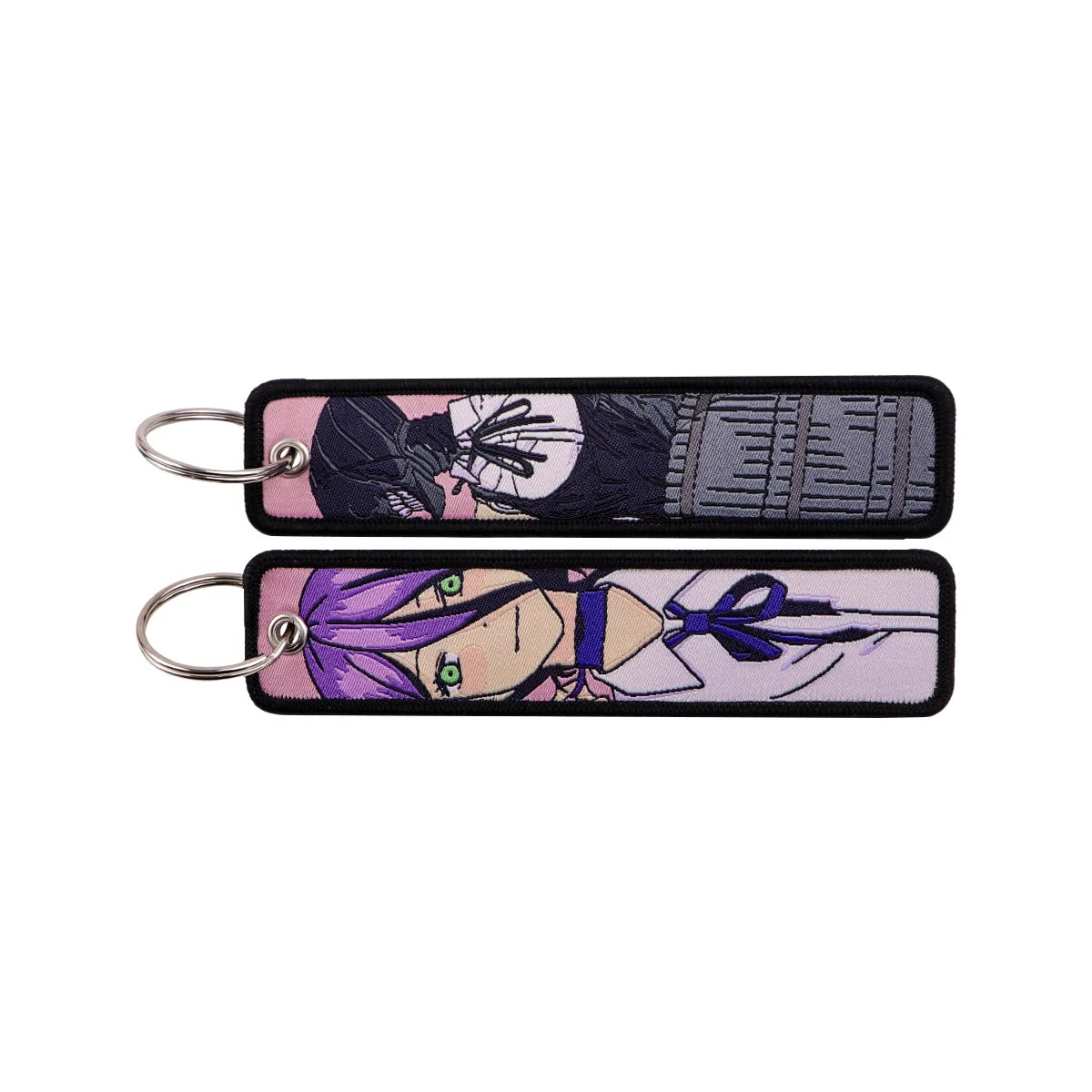 Popular Anime Character Embroidery Keychain Cool Cartoon Key Tag Motorcycles Cars Backpack Chaveiro Fashion Keyring Friend Gifts