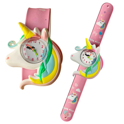 Cartoon Printed Strap Children's Watch Colorful Silicone Baby Birthday Gift Kids Study Time Toy Girls Boys Watch Clock Bracelet